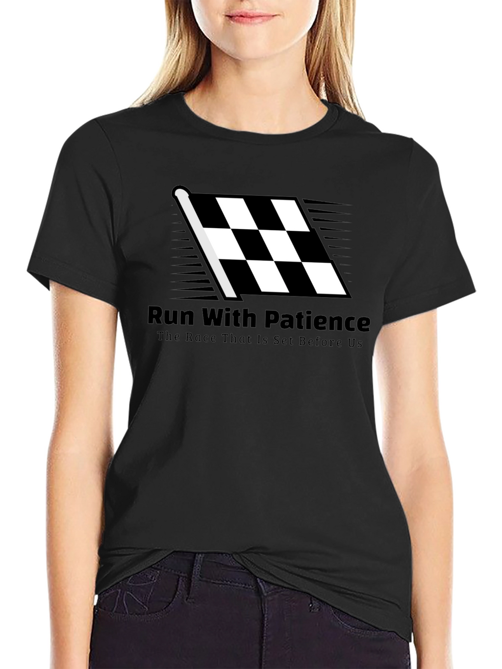 Run With Patience T-Shirt - Black Christian Tee