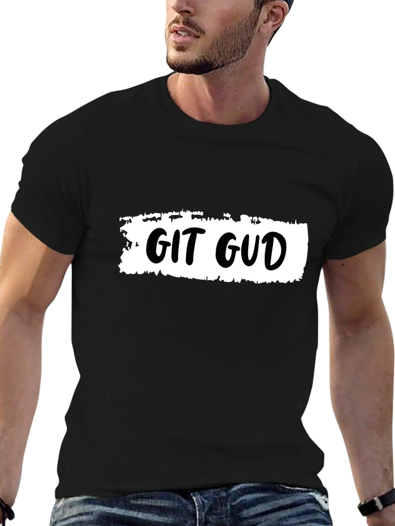 Git Gud T-Shirt - Black Cotton Tee for Coders