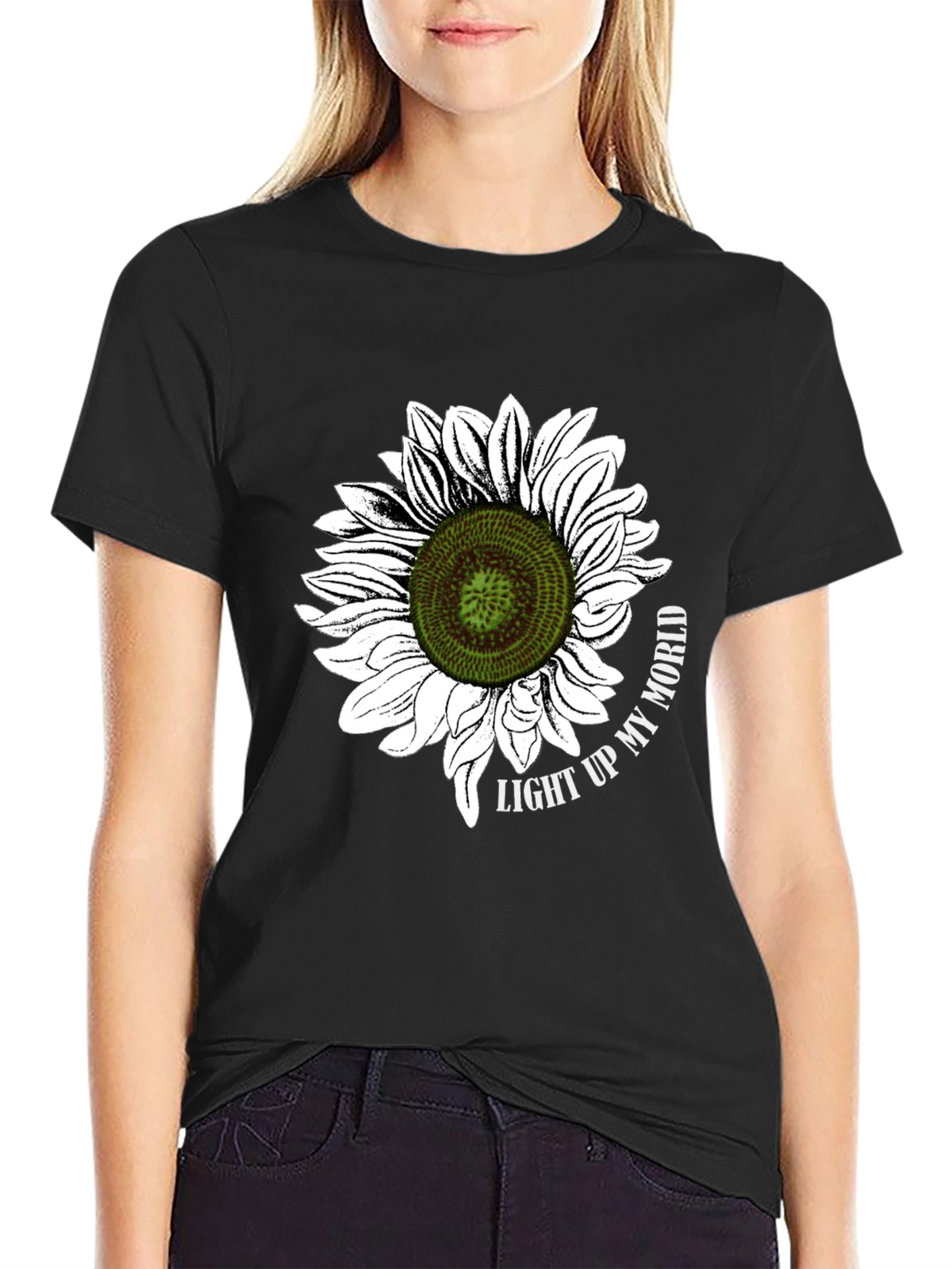 Sunflower Graphic T-Shirt - Light Up My World Black Tee