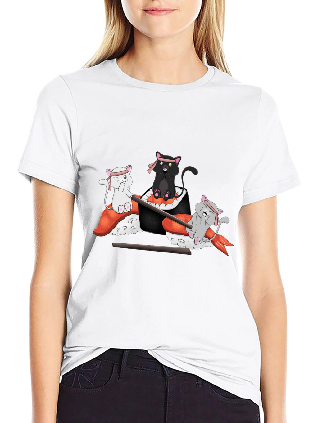 Sushi Cat T-Shirt: Cute Anime Design