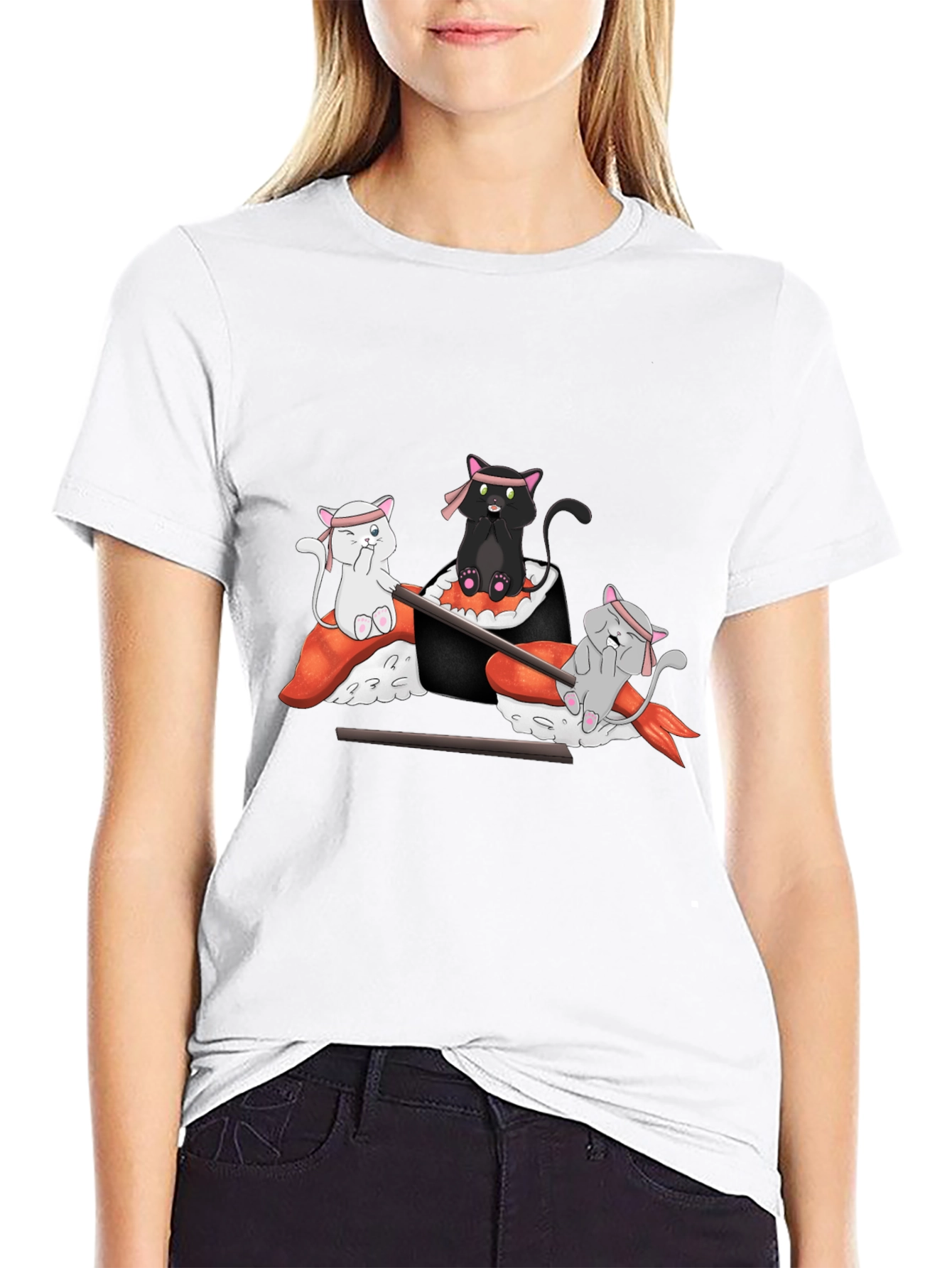 Sushi Cat T-Shirt: Cute Anime Design