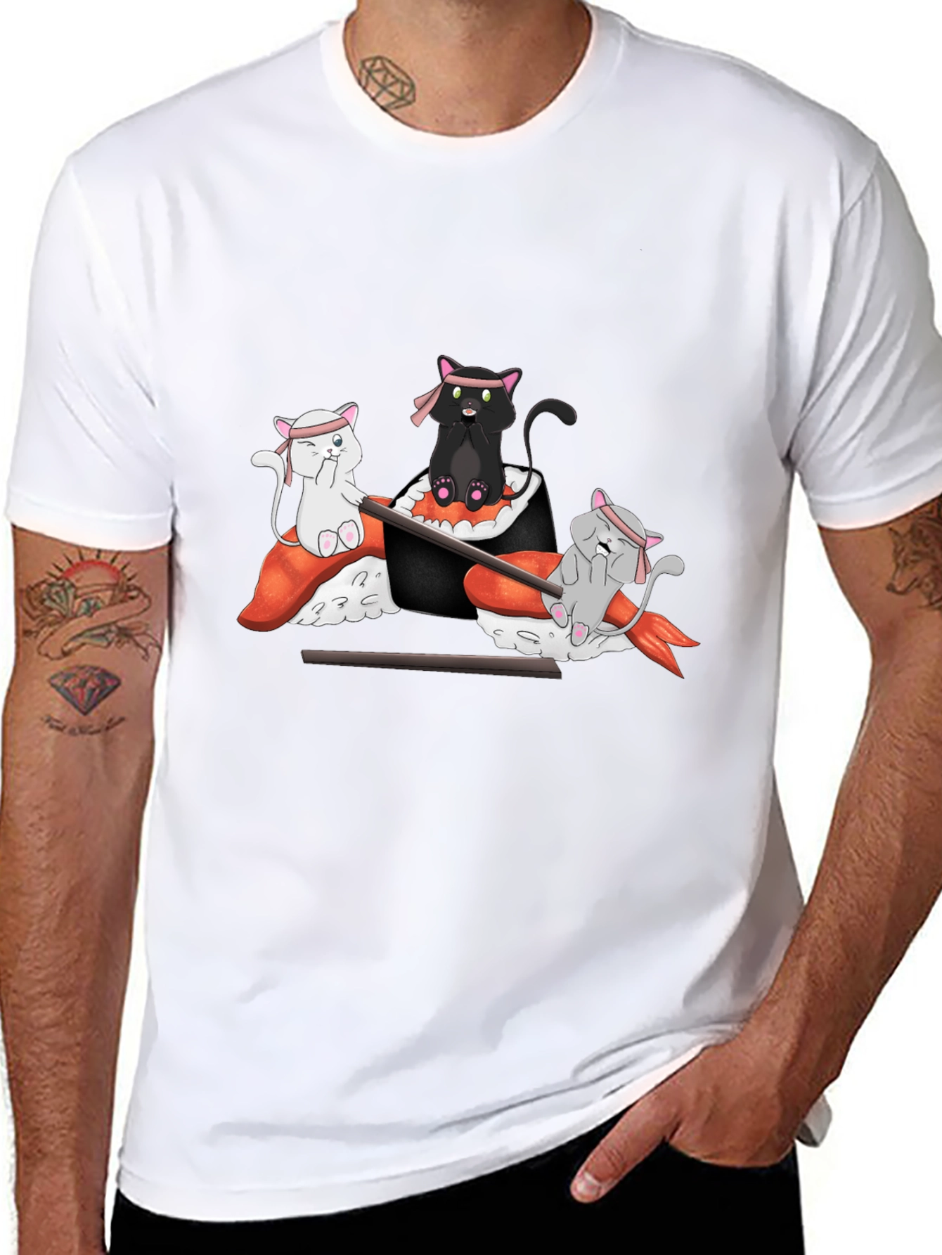 Sushi Cat T-Shirt: Cute Anime Design