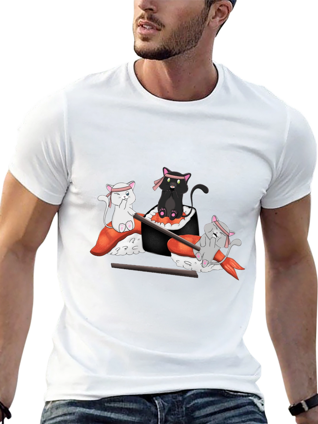 Sushi Cat T-Shirt: Cute Anime Design