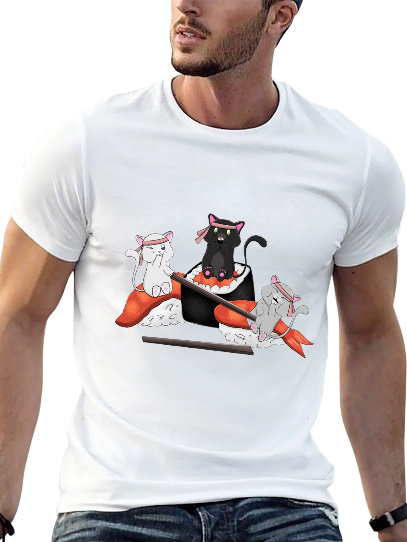 Sushi Cat T-Shirt: Cute Anime Design