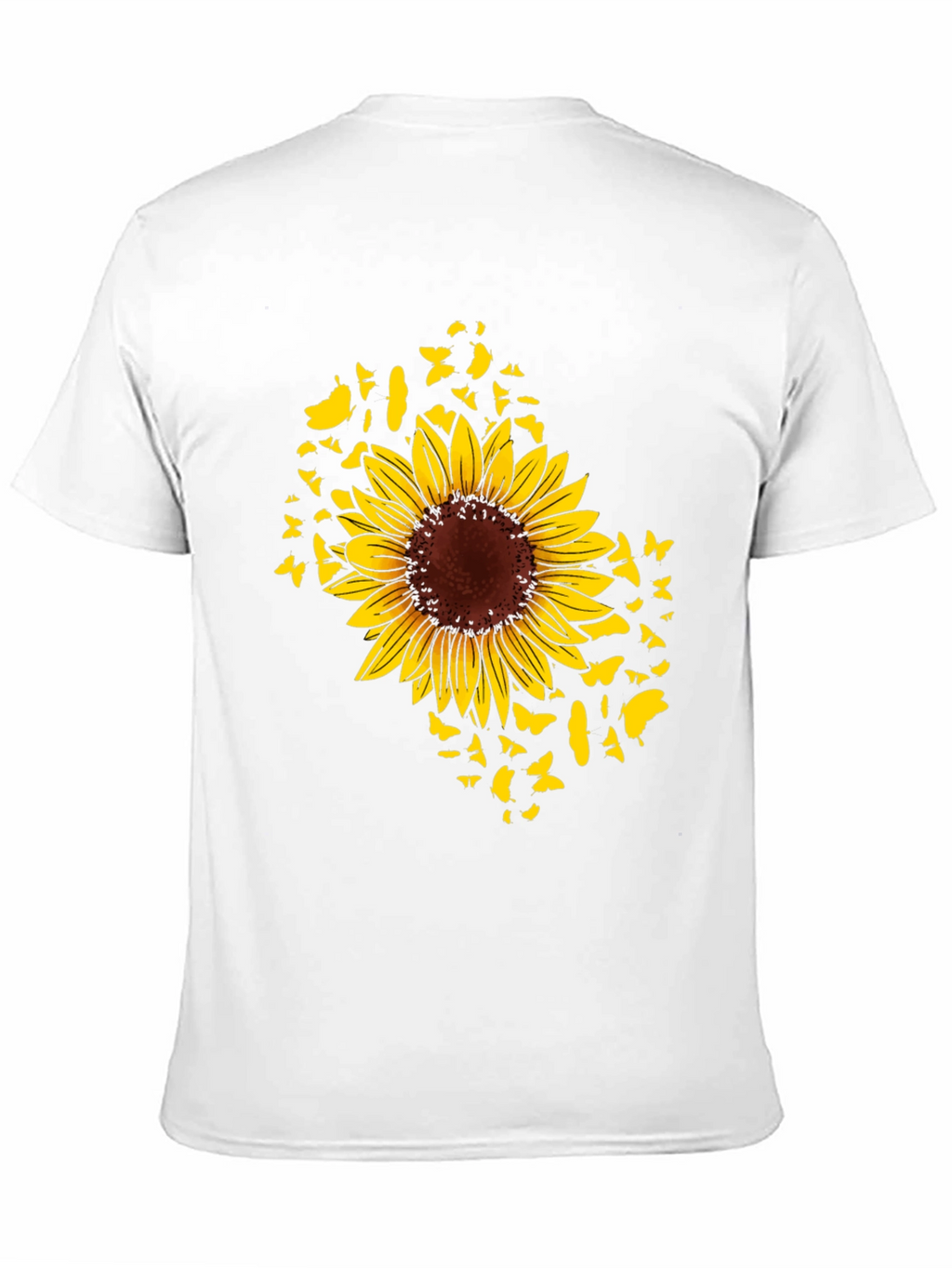 Sunflower Butterfly Graphic Black T-Shirt