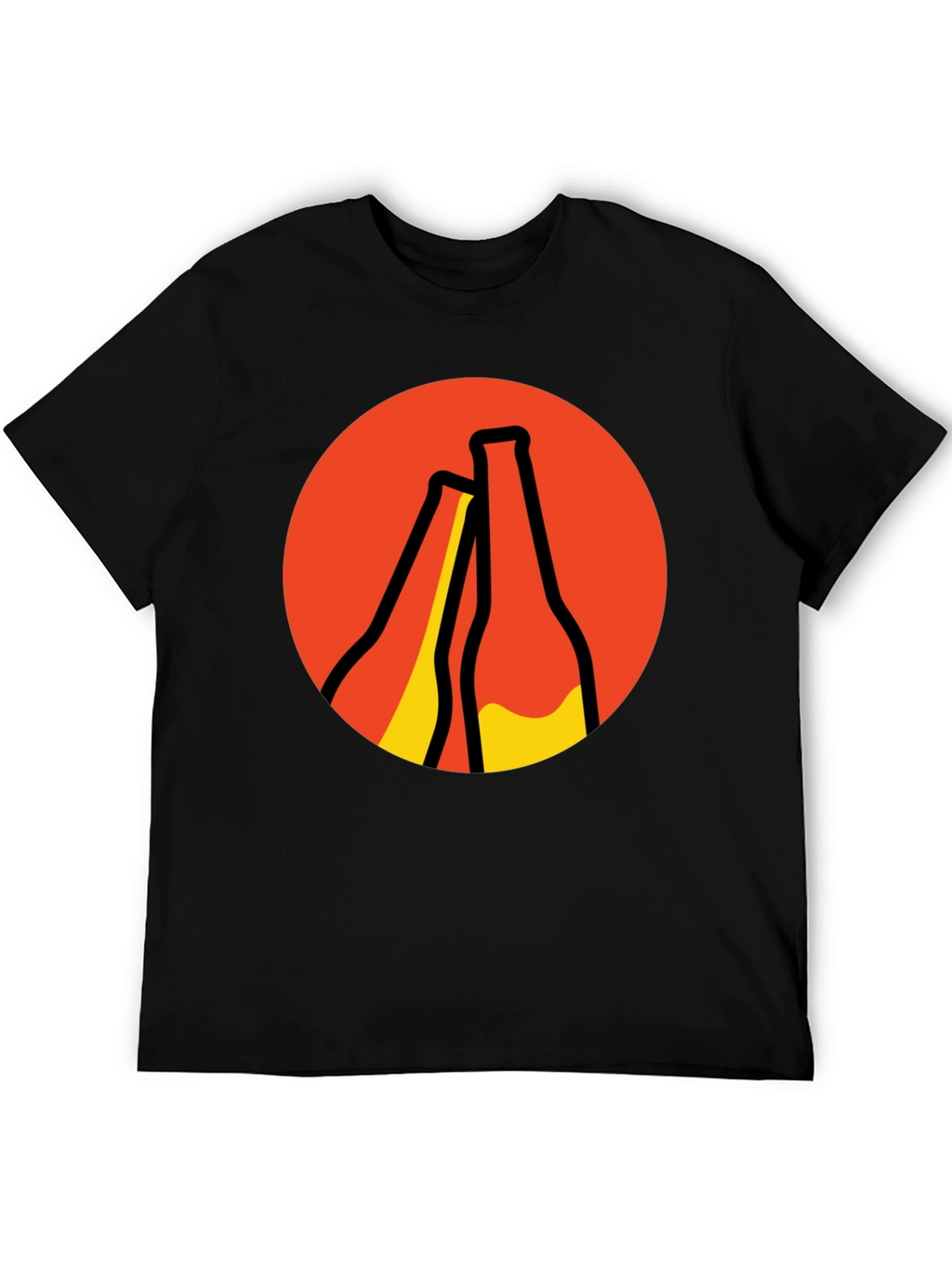 Retro Beer Bottle Graphic T-Shirt - Black