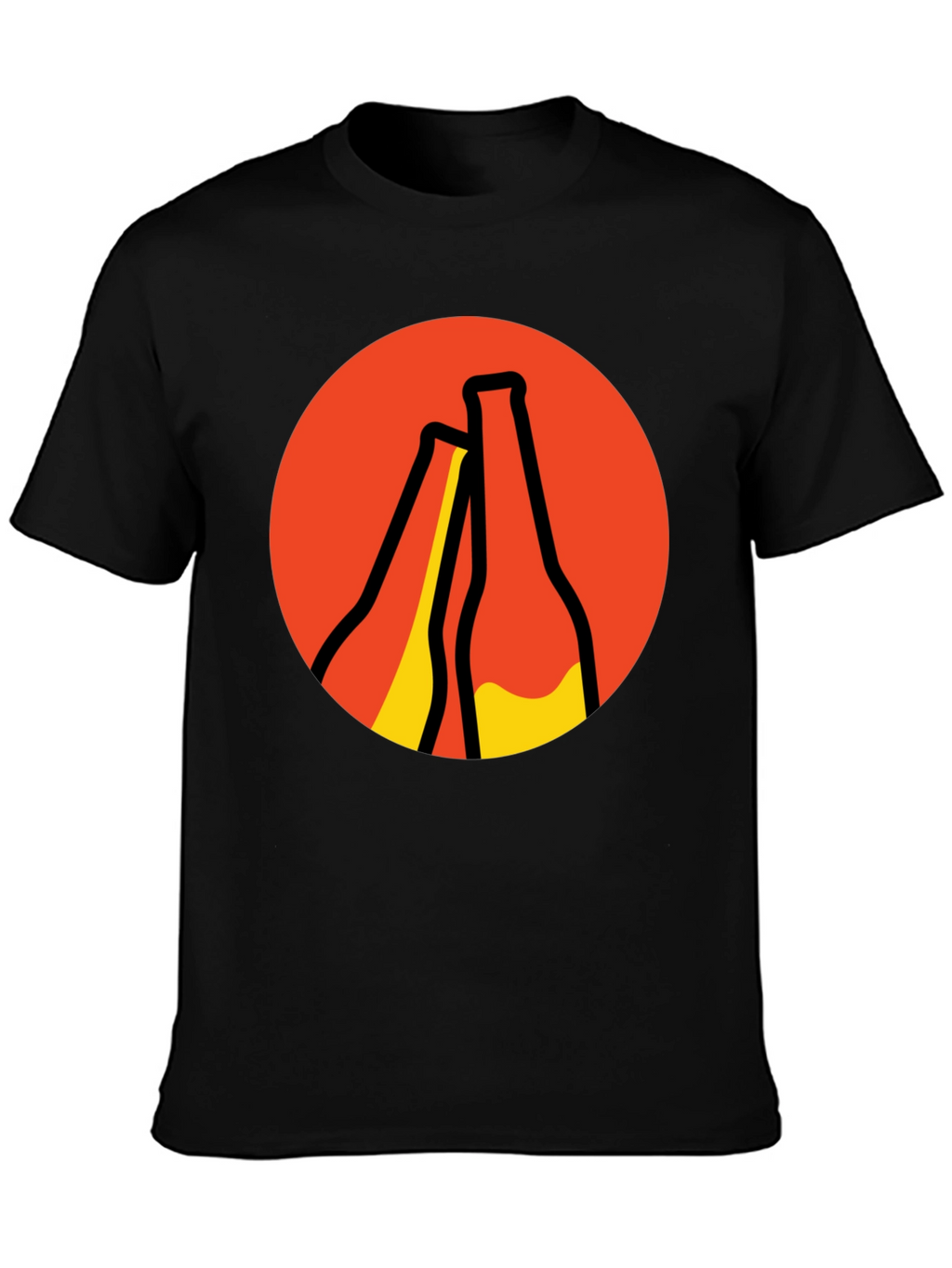 Retro Beer Bottle Graphic T-Shirt - Black