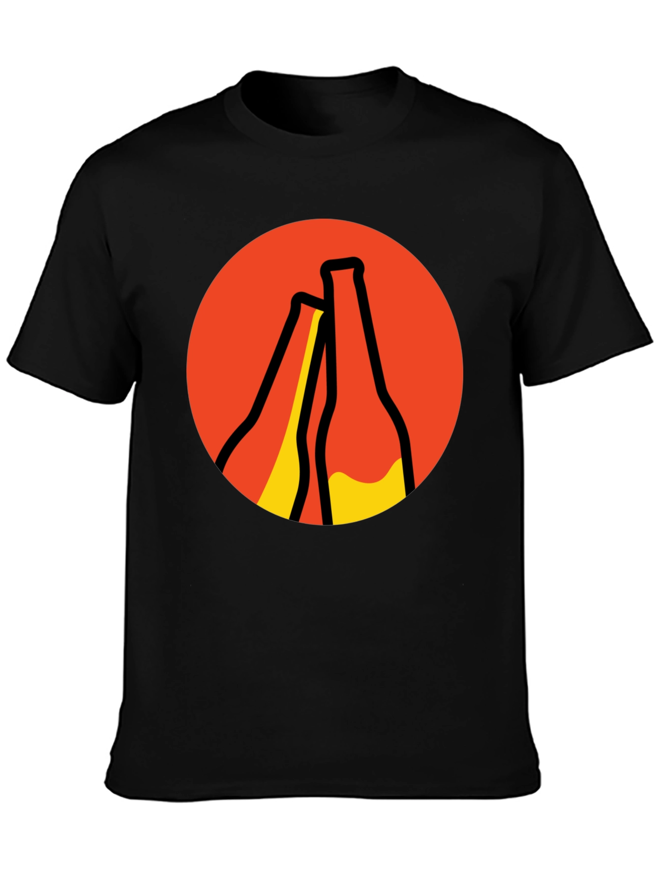 Retro Beer Bottle Graphic T-Shirt - Black