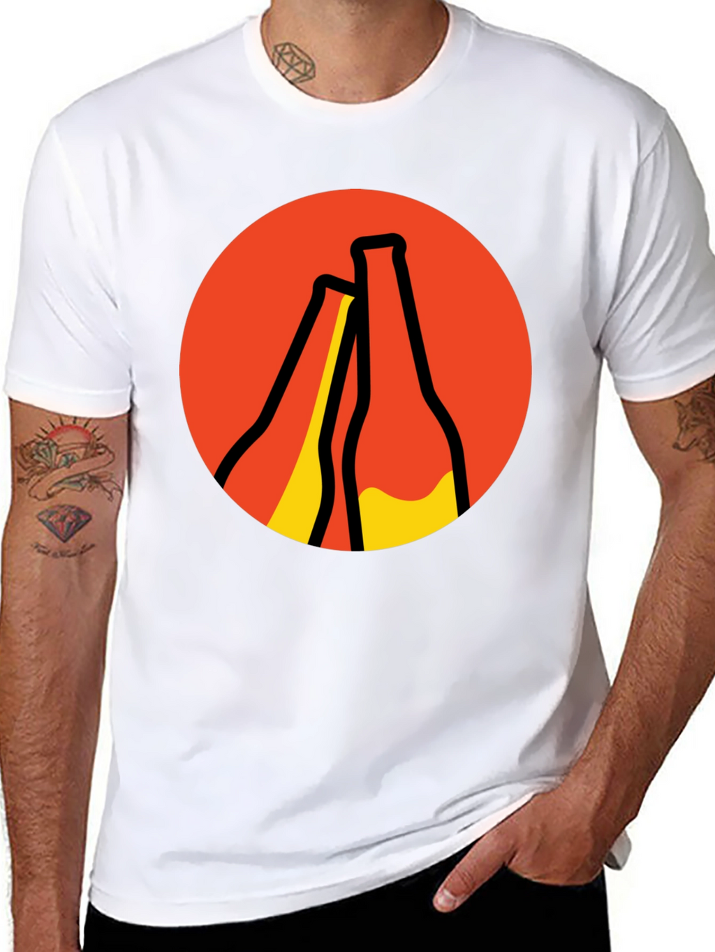 Retro Beer Bottle Graphic T-Shirt - Black