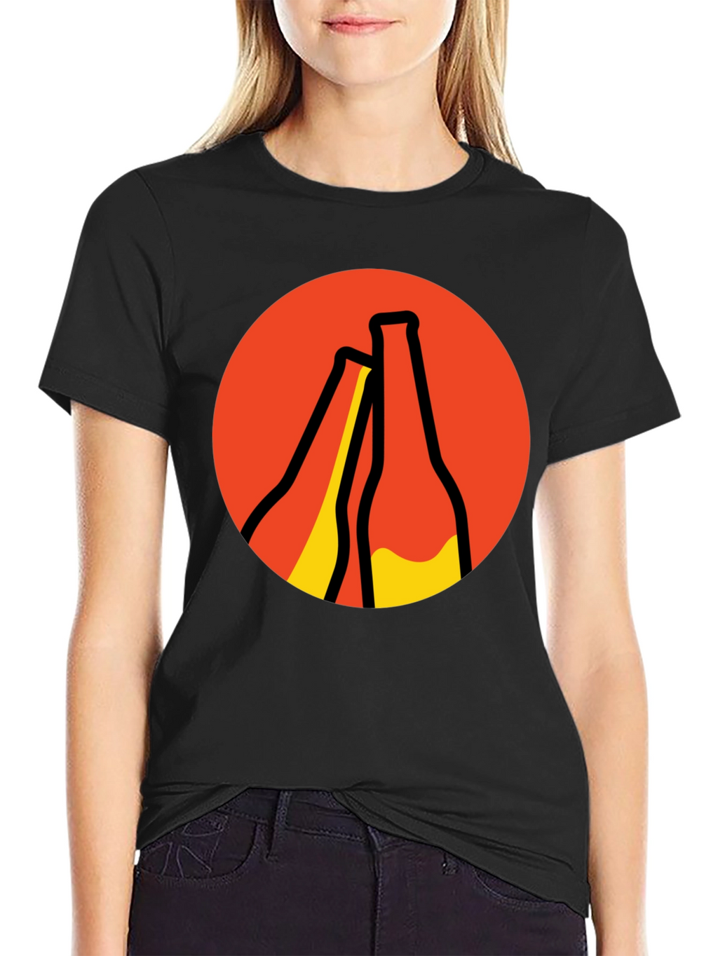 Retro Beer Bottle Graphic T-Shirt - Black
