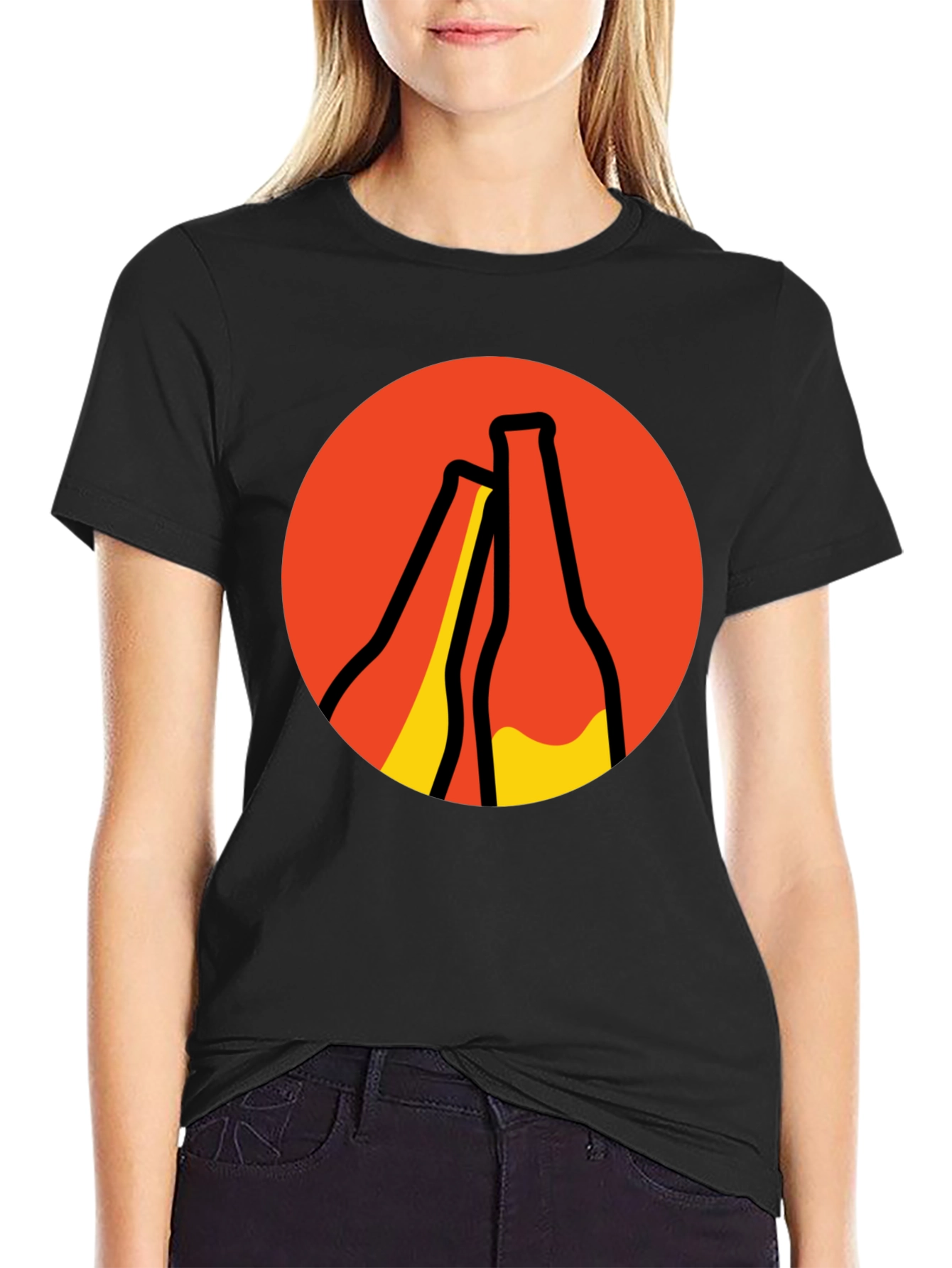 Retro Beer Bottle Graphic T-Shirt - Black
