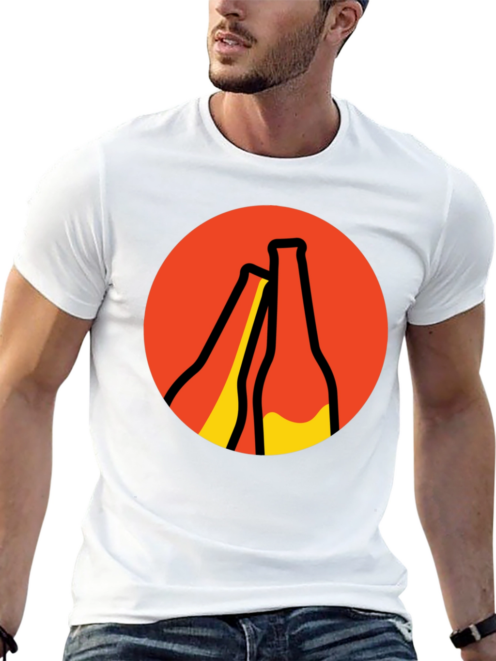 Retro Beer Bottle Graphic T-Shirt - Black