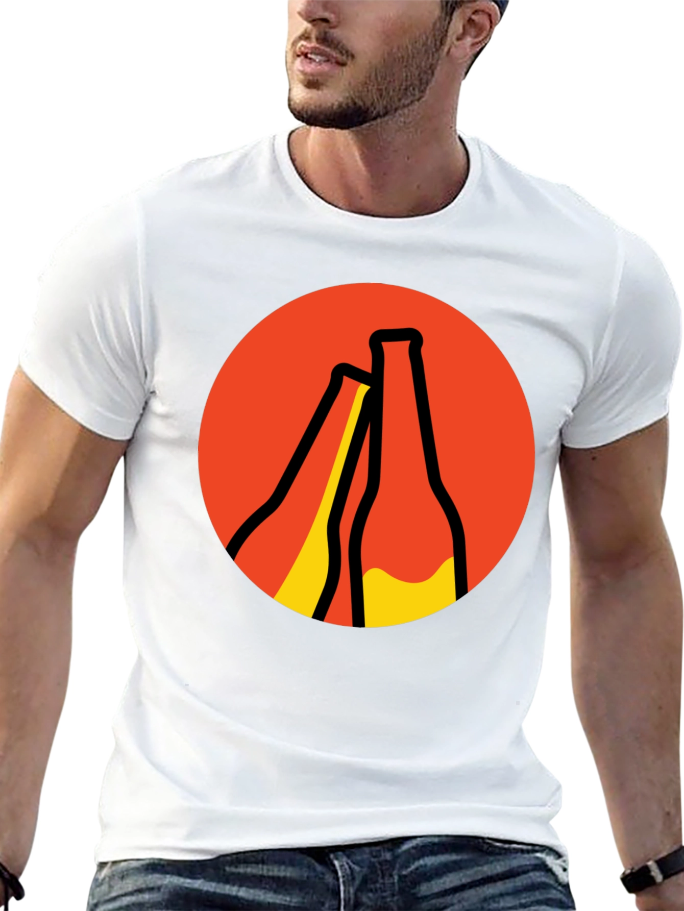 Retro Beer Bottle Graphic T-Shirt - Black