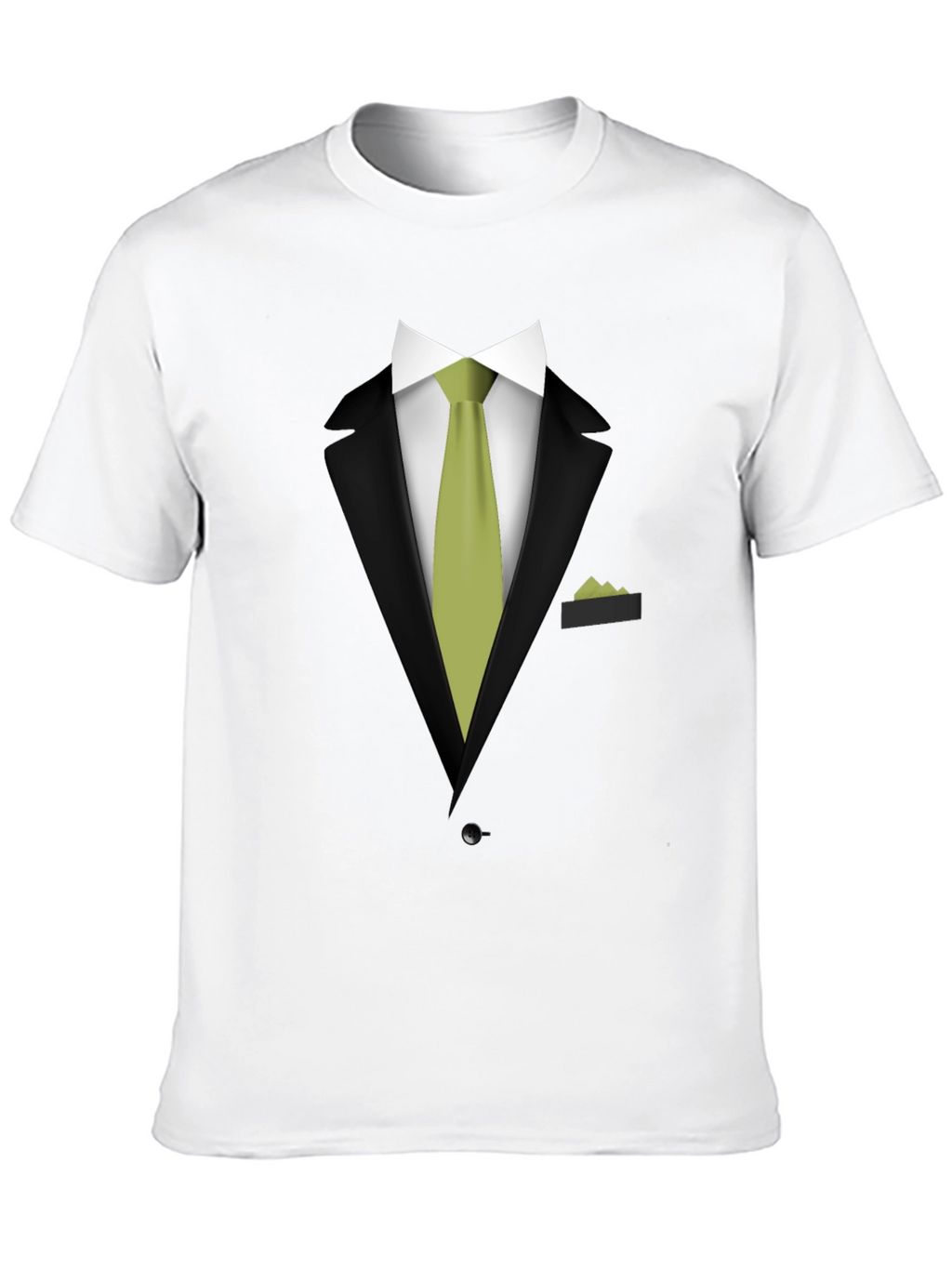 Tuxedo T-Shirt - Black Suit with Green Tie Design