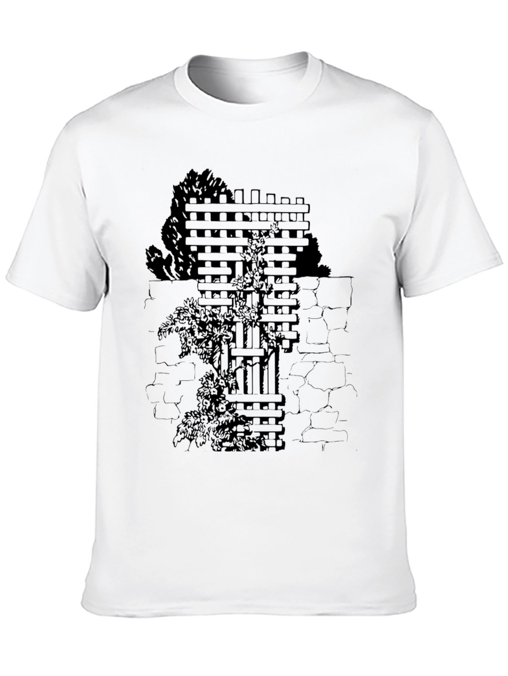 Mens Black T-Shirt with Wall & Vines Graphic
