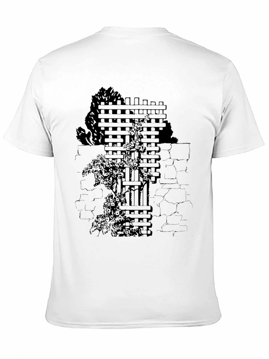 Mens Black T-Shirt with Wall & Vines Graphic