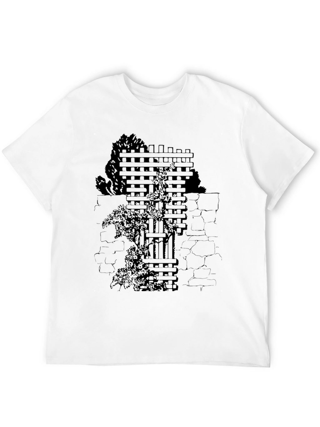 Mens Black T-Shirt with Wall & Vines Graphic