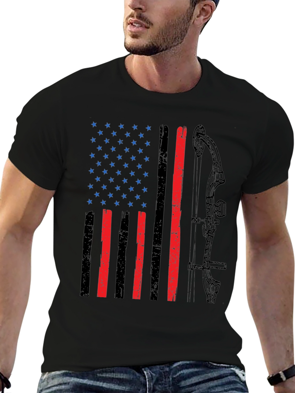 American Flag Bow Hunting T-Shirt