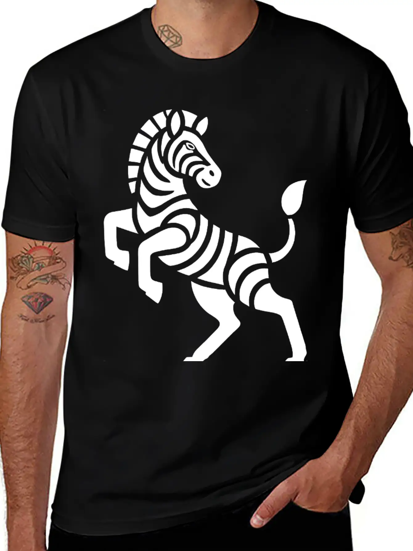 Zebra Silhouette Trick Minimal Design Breathable Graphic T-Shirt – Perfect For Casual Days