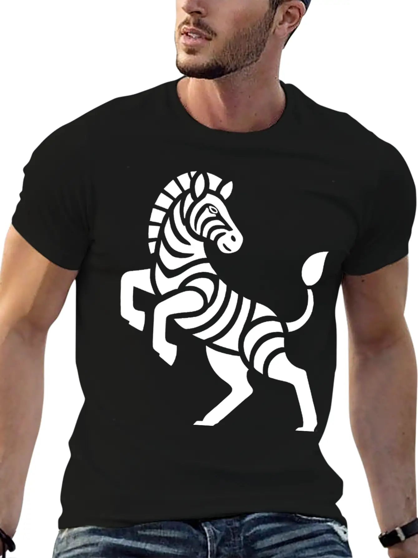 Zebra Silhouette Trick Minimal Design Breathable Graphic T-Shirt – Perfect For Casual Days