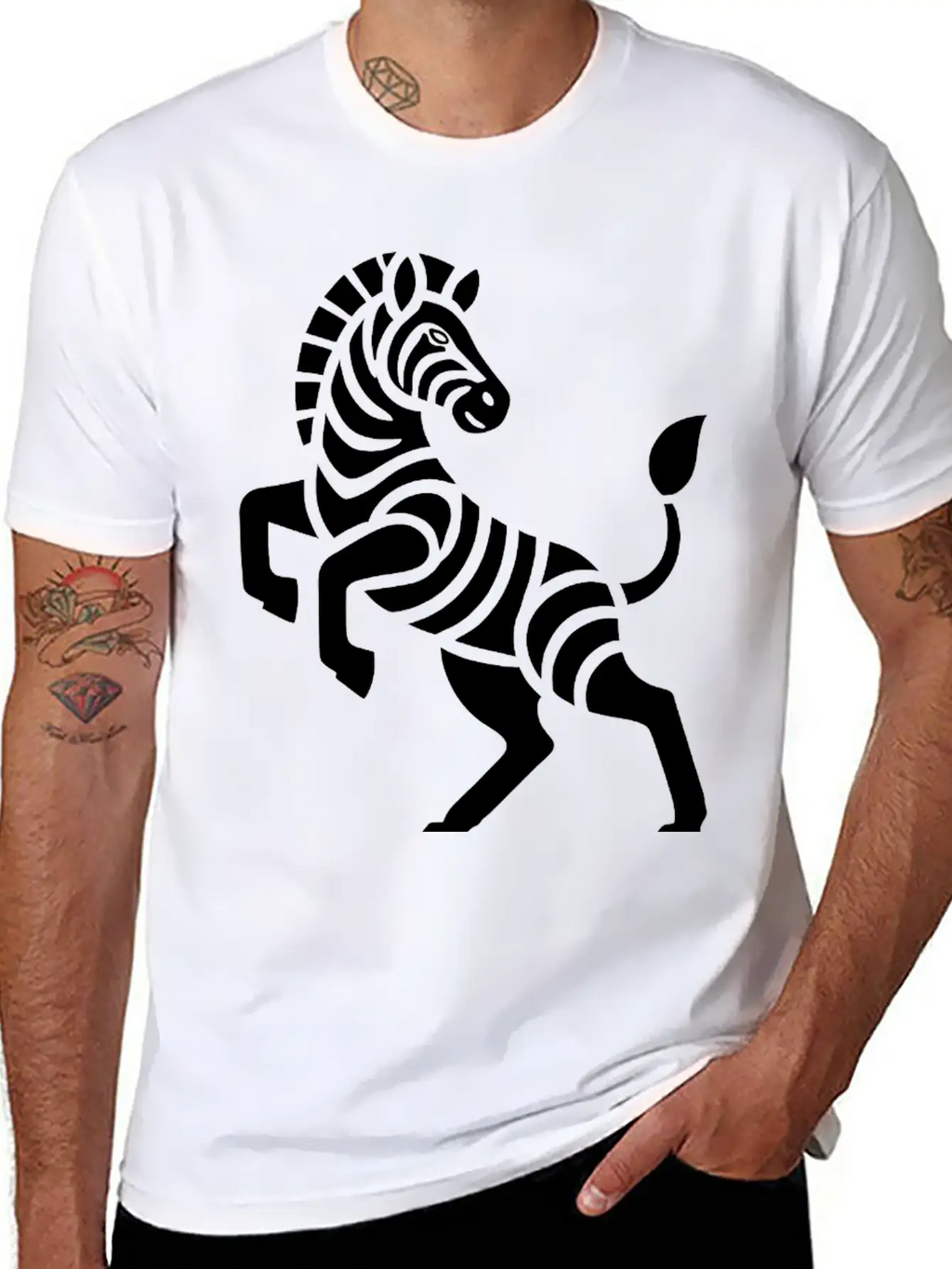 Zebra Silhouette Trick Minimal Design Breathable Graphic T-Shirt – Perfect For Casual Days