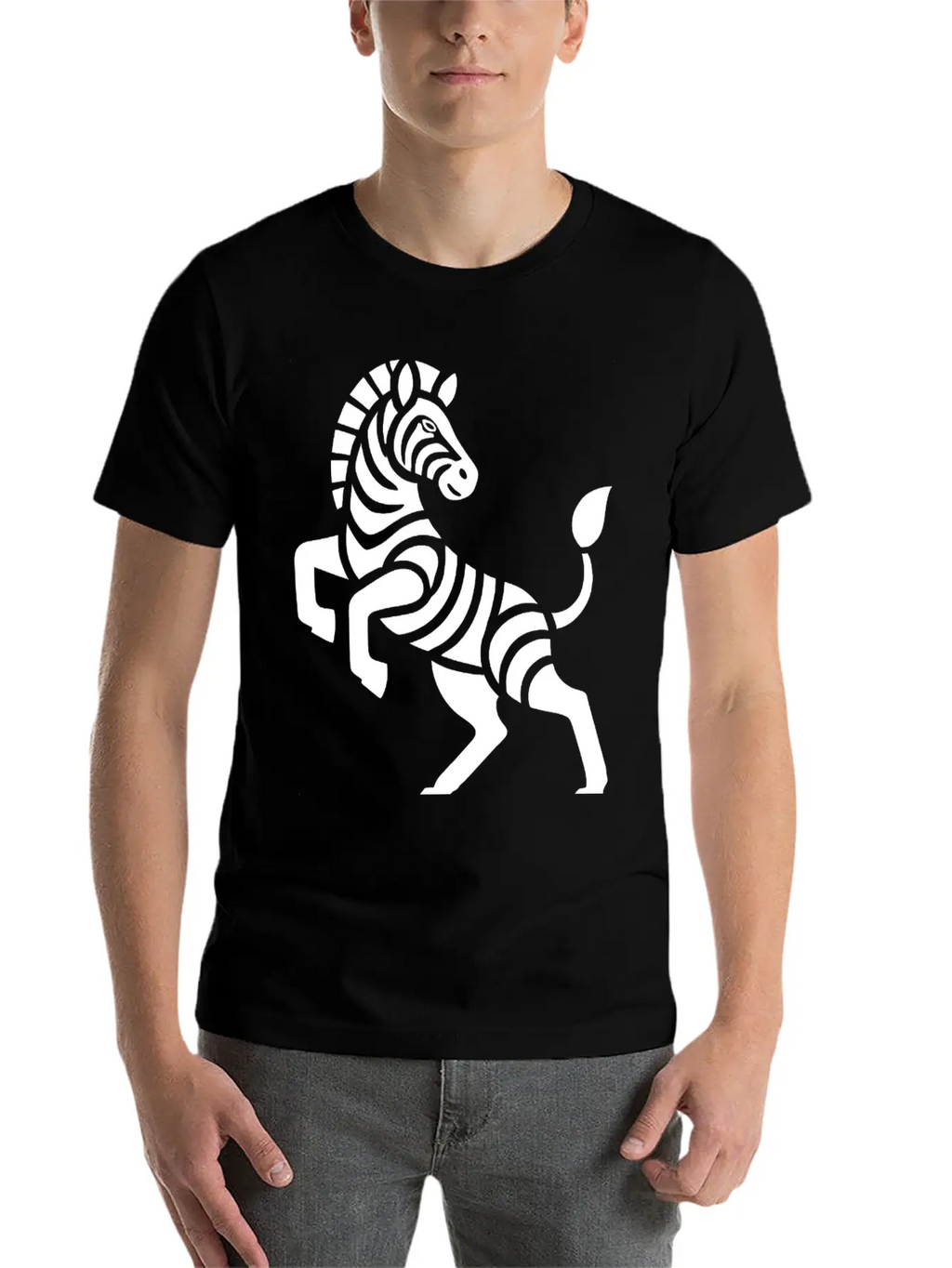 Zebra Silhouette Trick Minimal Design Breathable Graphic T-Shirt – Perfect For Casual Days