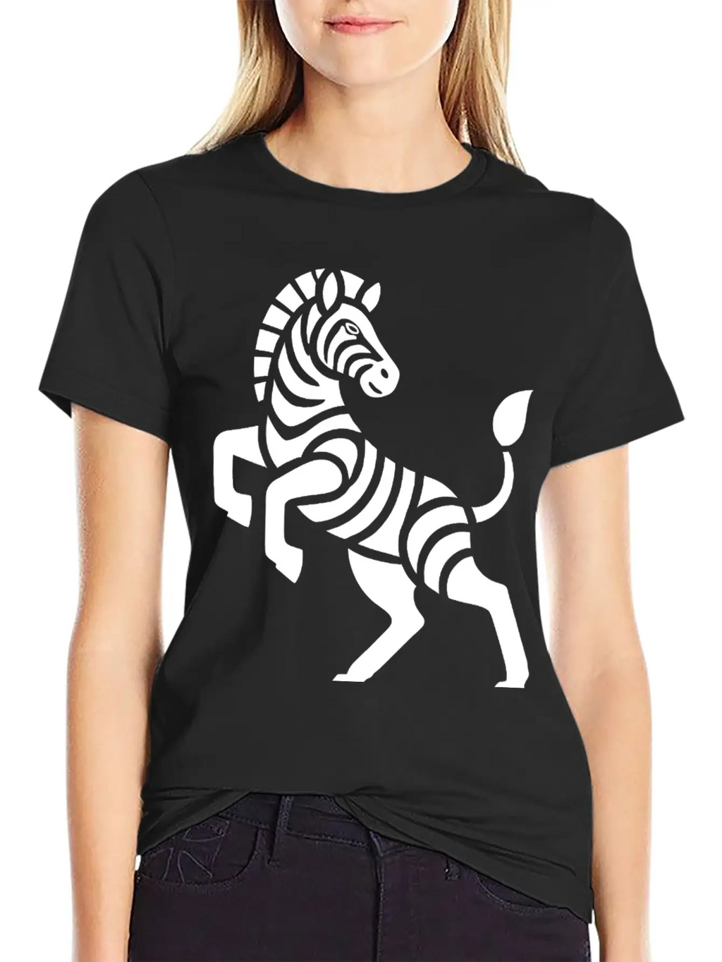 Zebra Silhouette Trick Minimal Design Breathable Graphic T-Shirt – Perfect For Casual Days