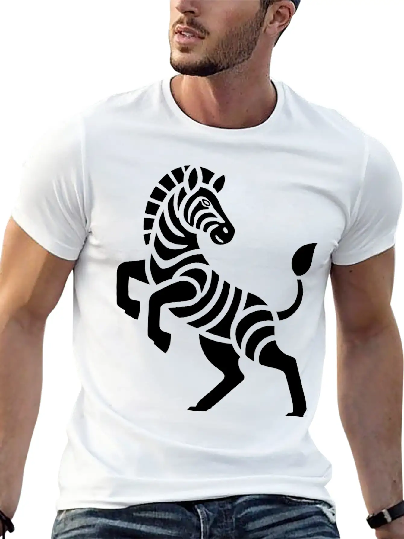 Zebra Silhouette Trick Minimal Design Breathable Graphic T-Shirt – Perfect For Casual Days