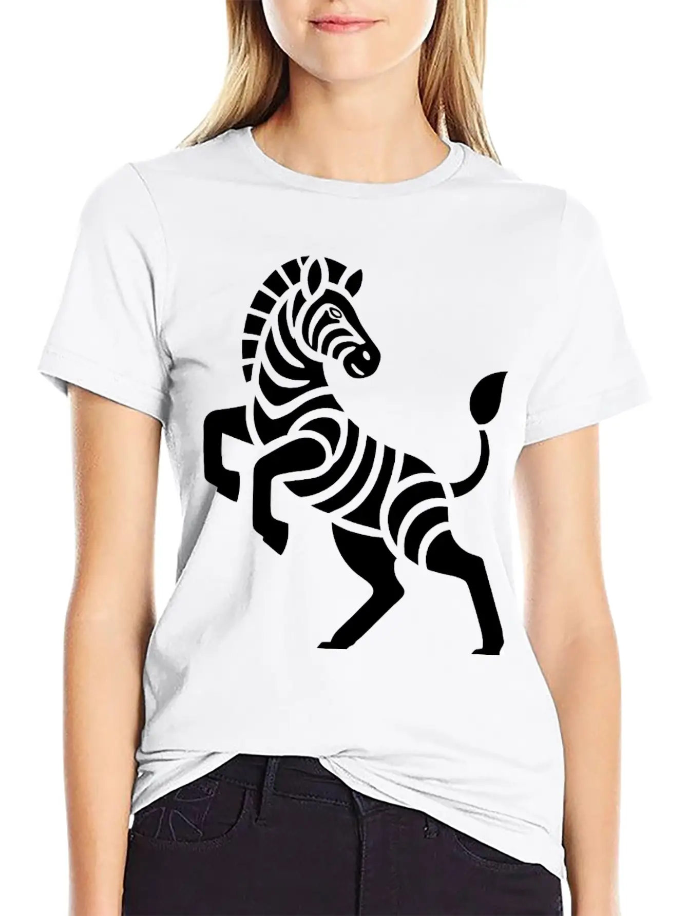 Zebra Silhouette Trick Minimal Design Breathable Graphic T-Shirt – Perfect For Casual Days