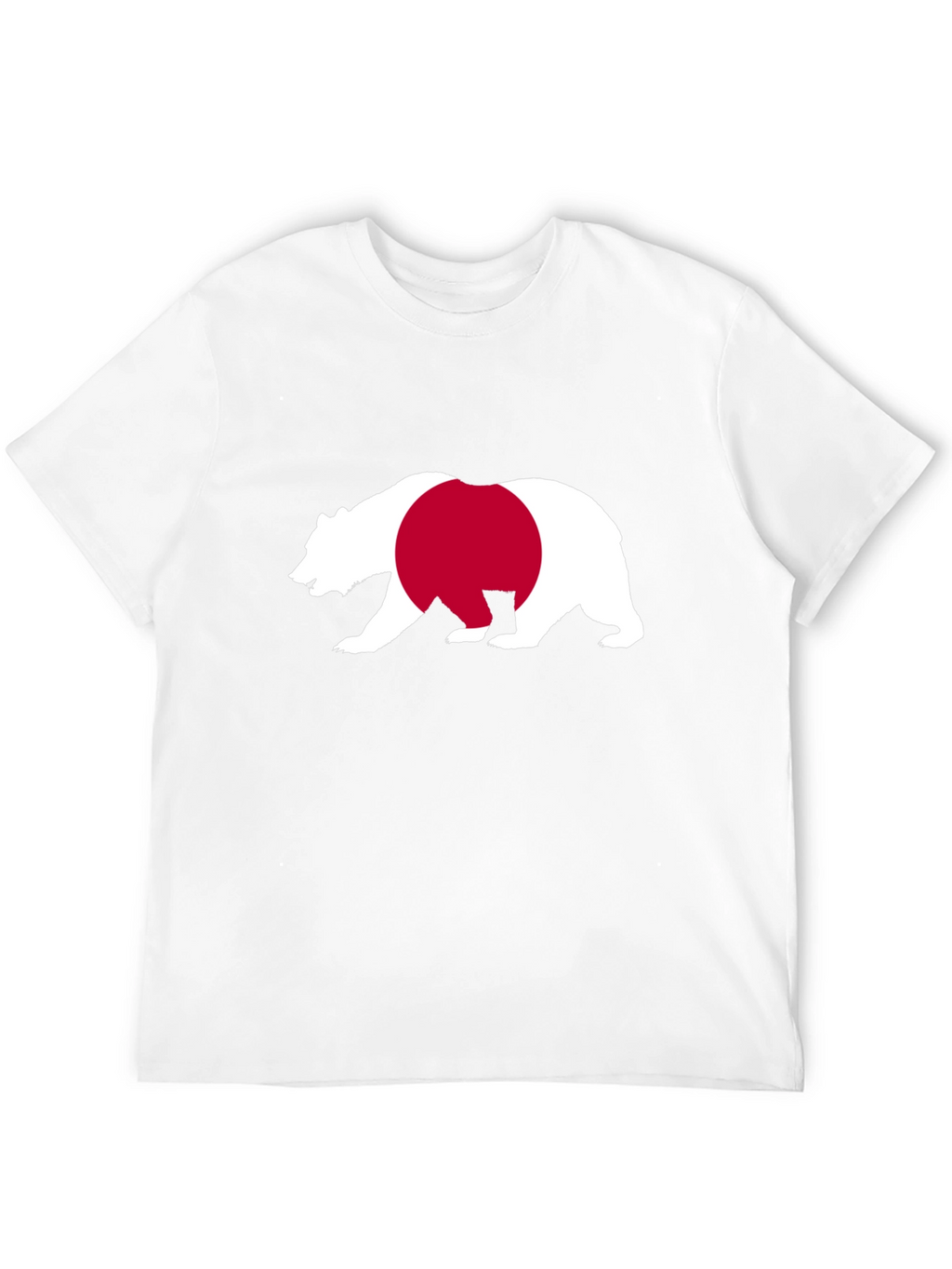 Bear Japan Flag Graphic Tee - Black Cotton Shirt