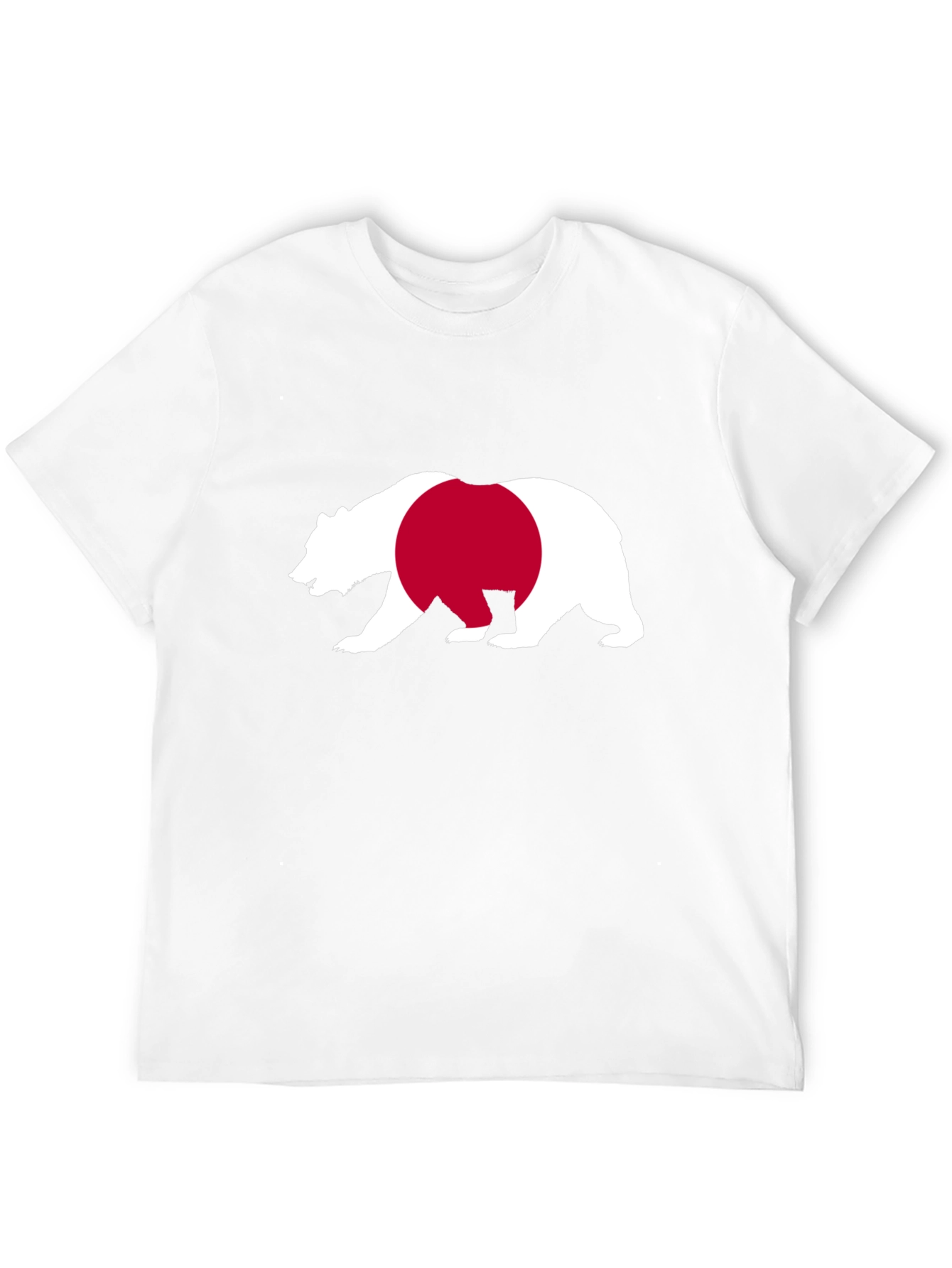 Bear Japan Flag Graphic Tee - Black Cotton Shirt