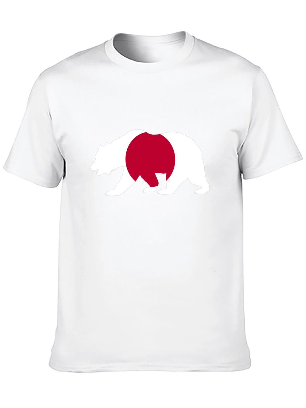 Bear Japan Flag Graphic Tee - Black Cotton Shirt
