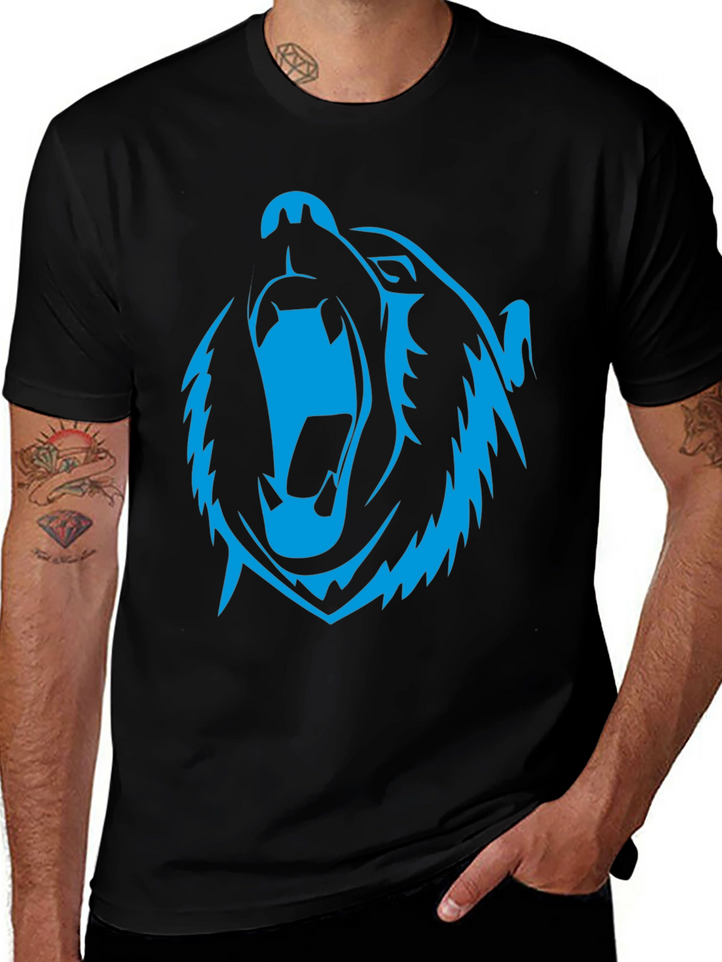 Roaring Bear Graphic Black T-Shirt