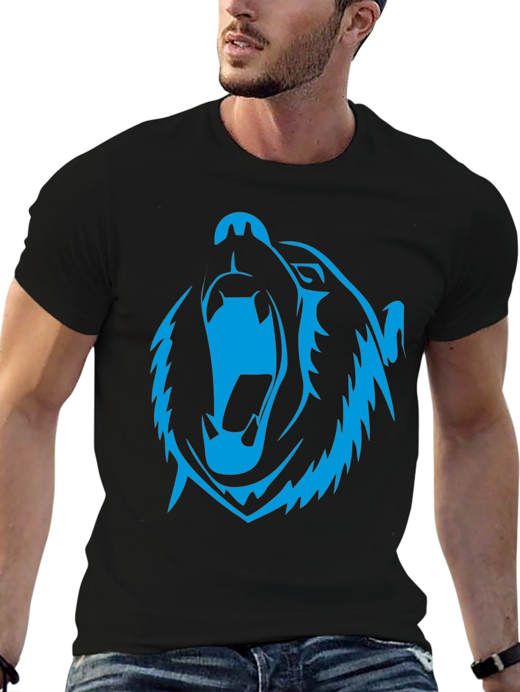 Roaring Bear Graphic Black T-Shirt