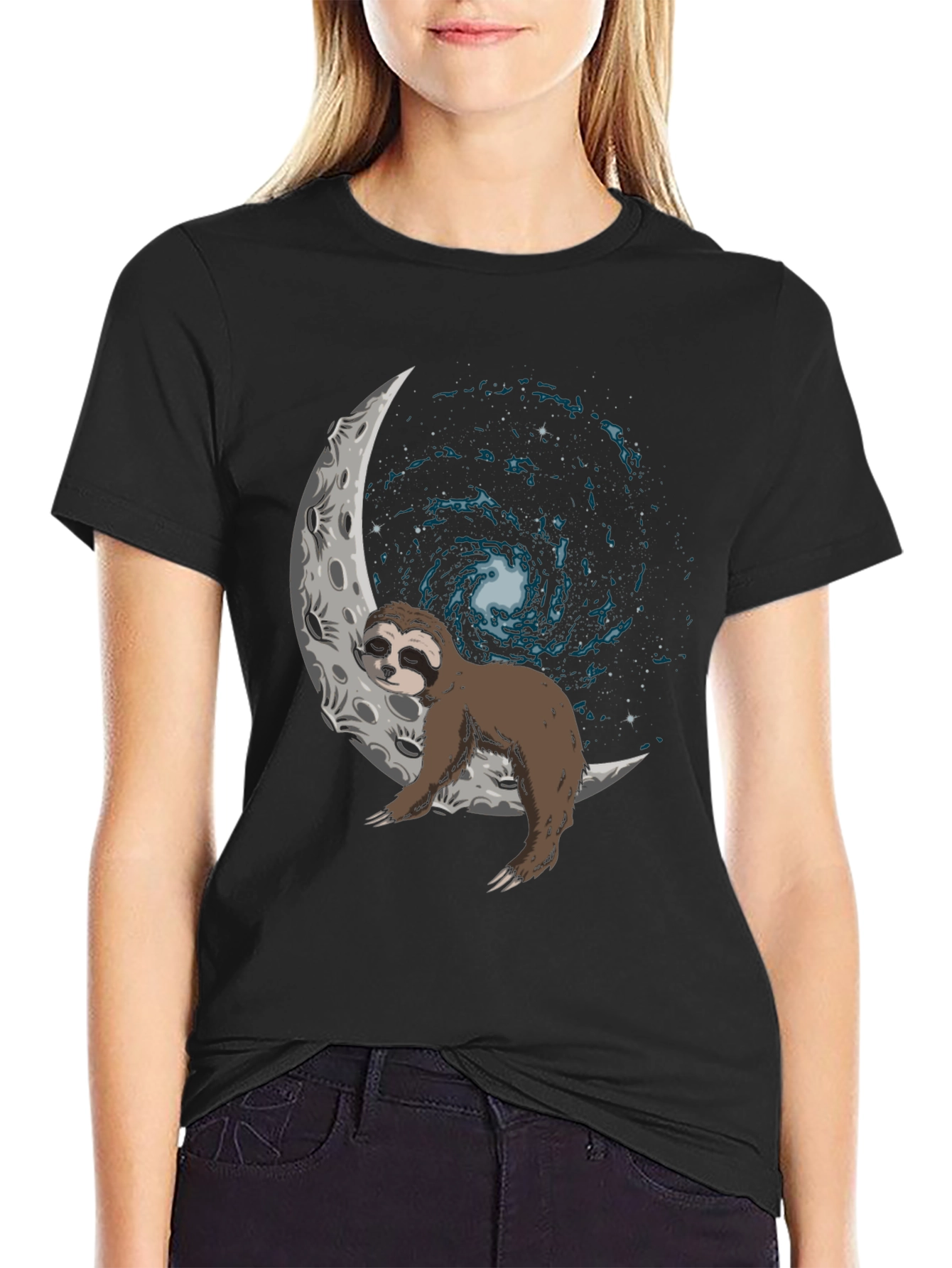 Sloth on Moon Galaxy T-Shirt