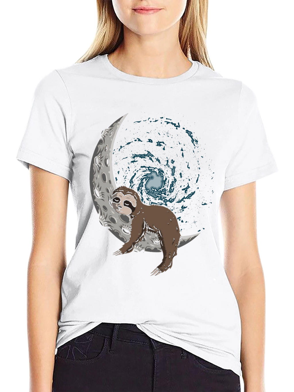 Sloth on Moon Galaxy T-Shirt