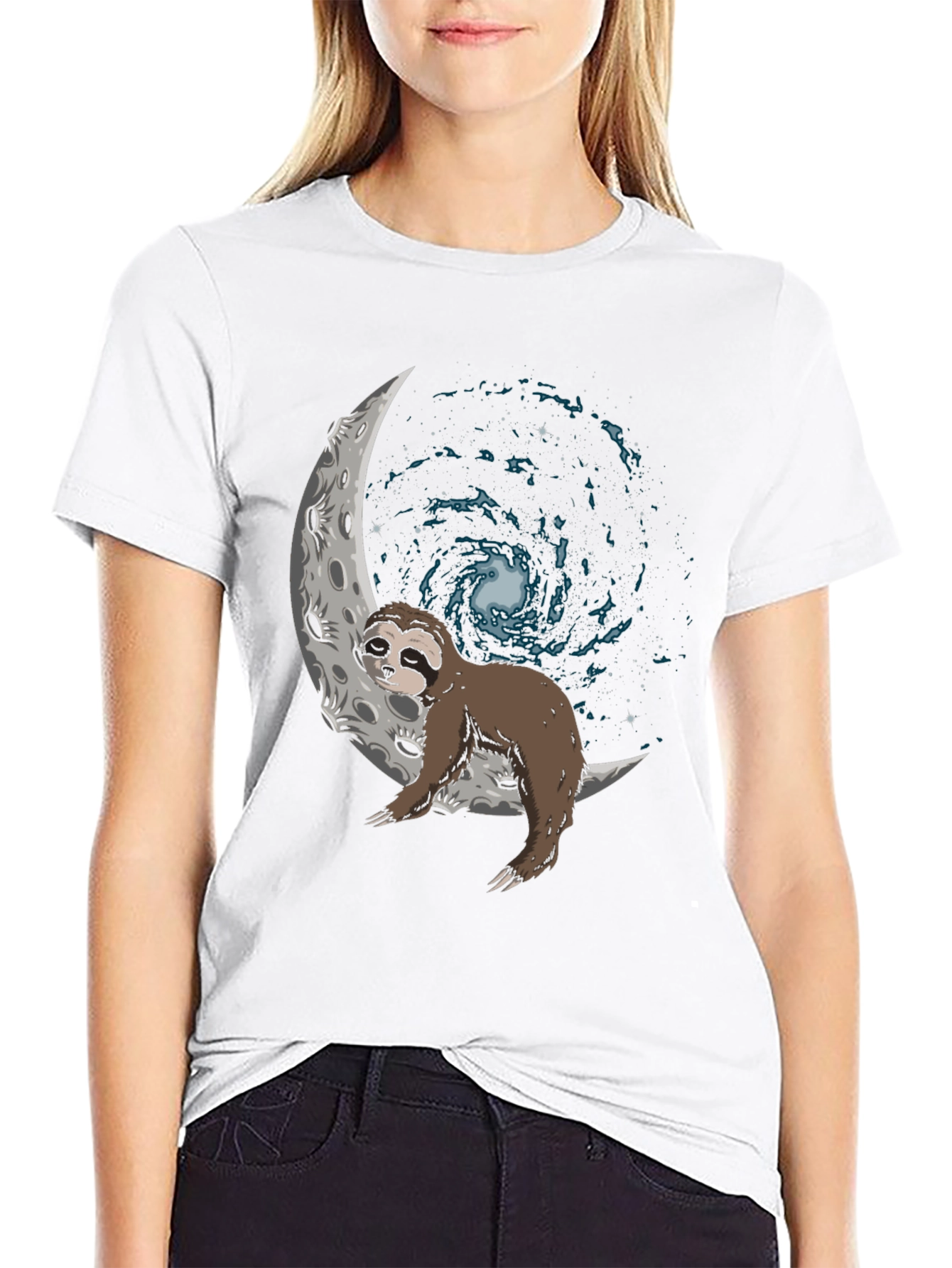 Sloth on Moon Galaxy T-Shirt