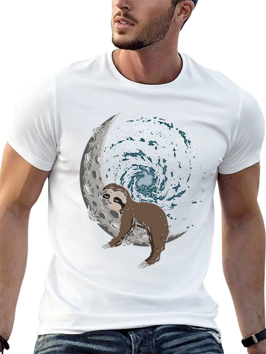 Sloth on Moon Galaxy T-Shirt