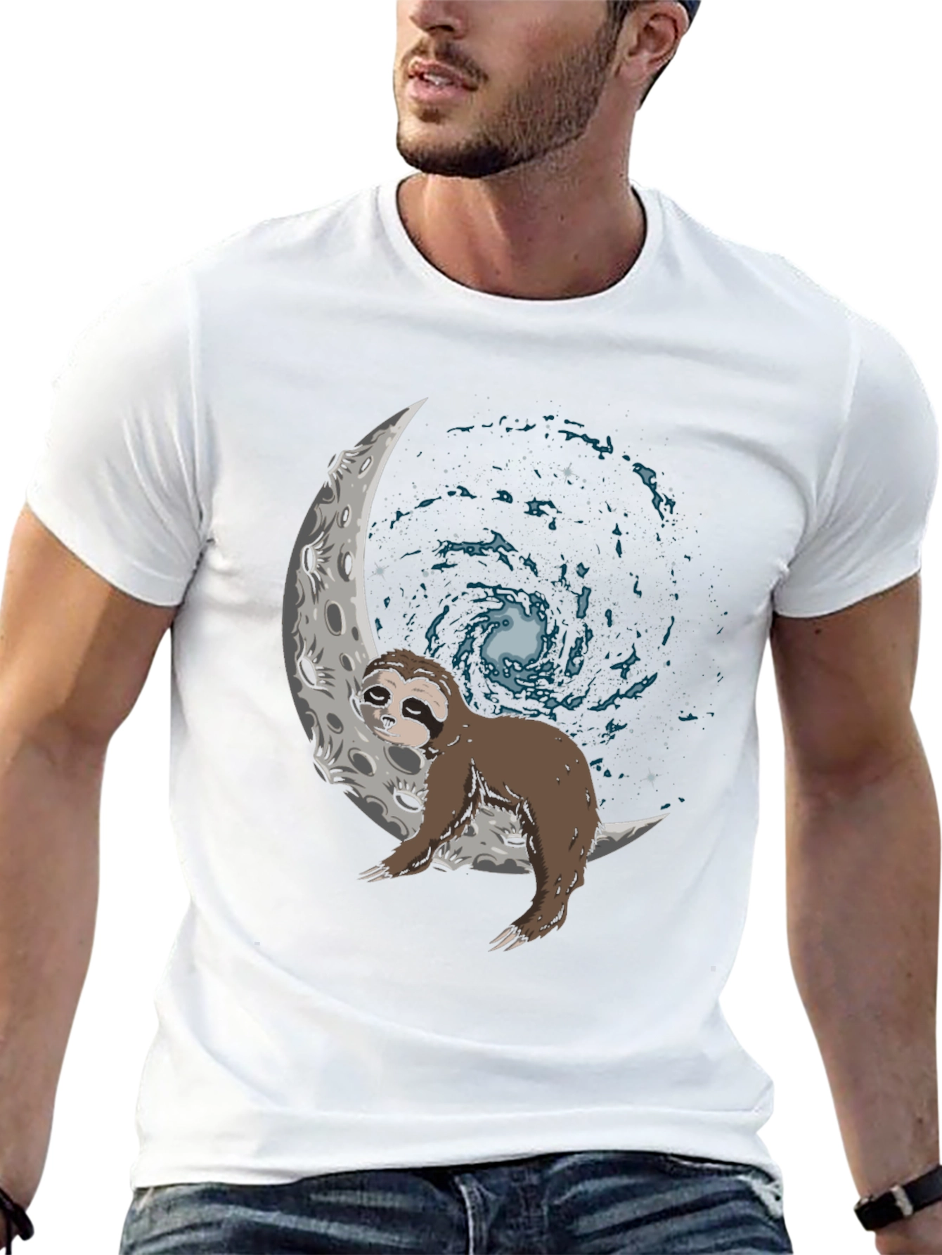Sloth on Moon Galaxy T-Shirt