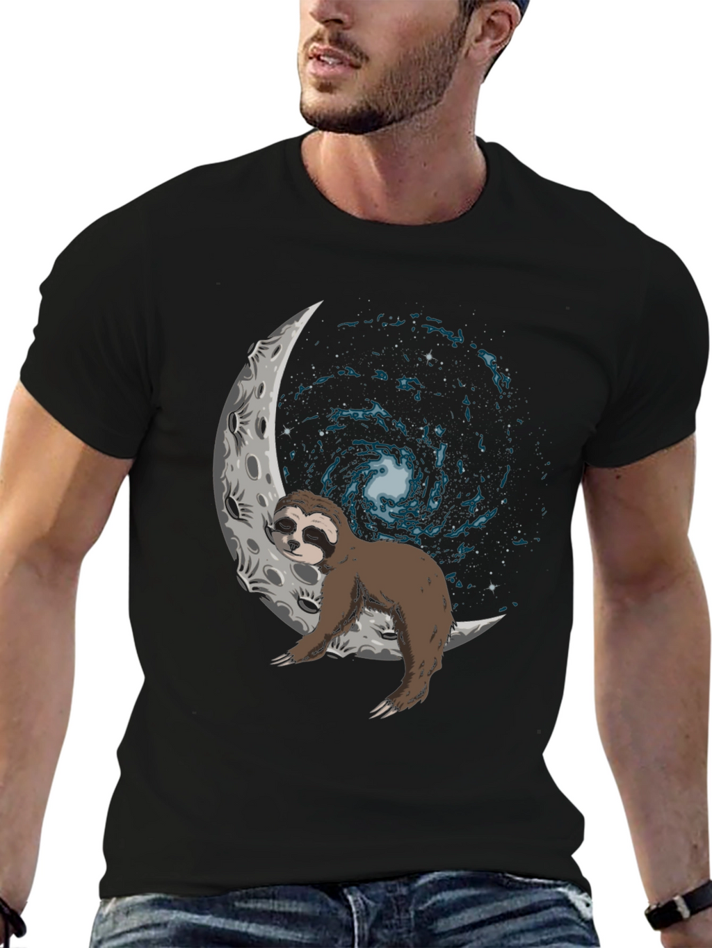 Sloth on Moon Galaxy T-Shirt