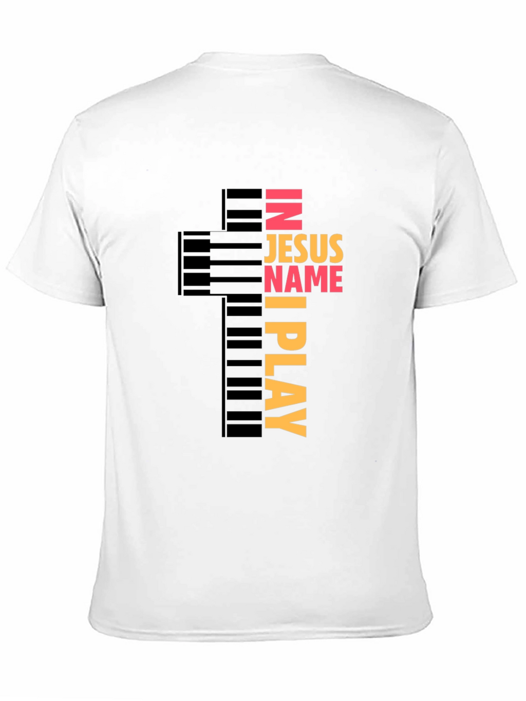In Jesus Name I Play Piano Cross Graphic Tee