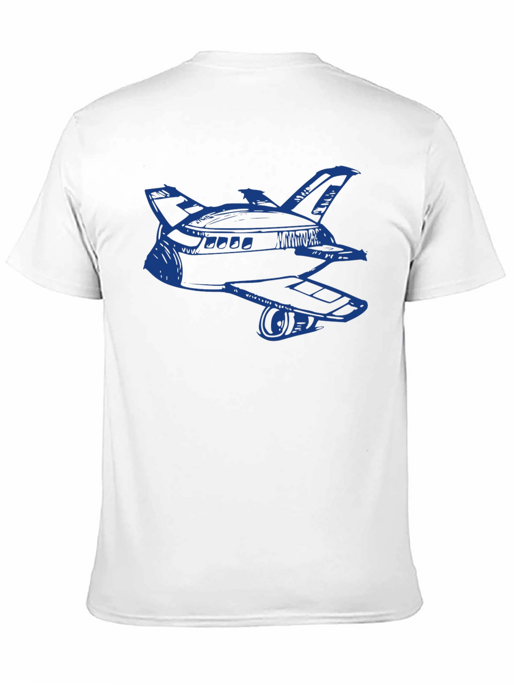 Retro Space Shuttle Graphic Tee - Black Cotton Blend