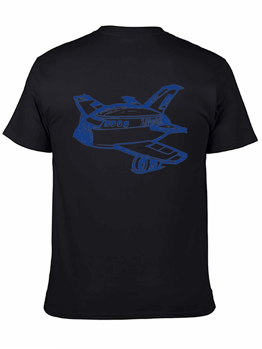 Retro Space Shuttle Graphic Tee - Black Cotton Blend