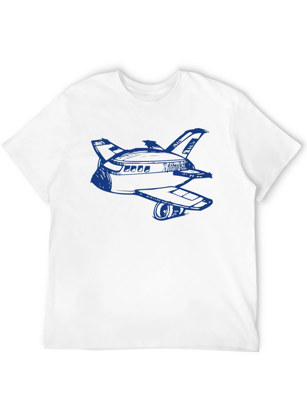 Retro Space Shuttle Graphic Tee - Black Cotton Blend
