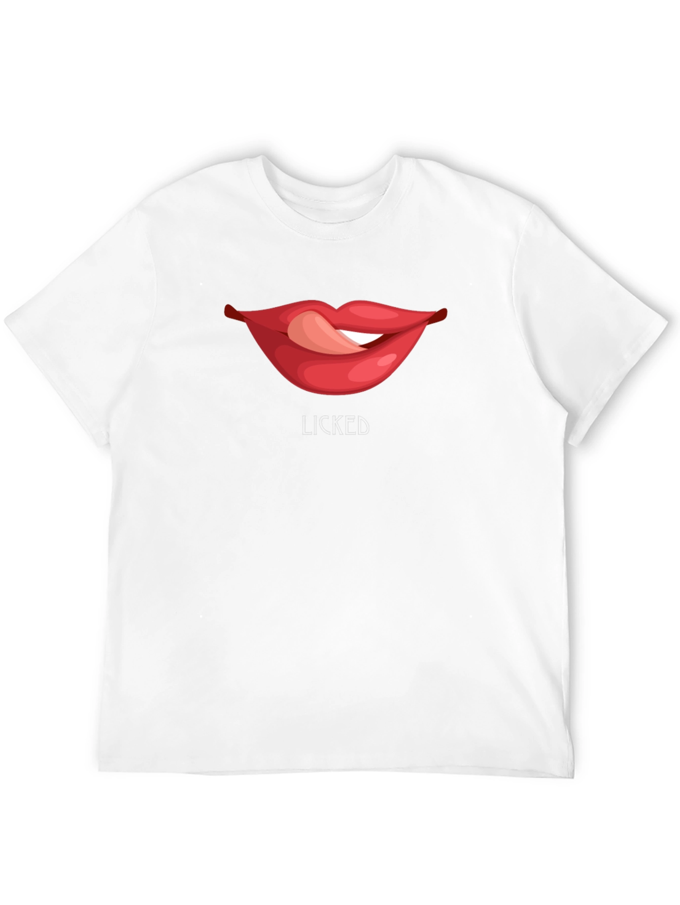 Licked Lips Graphic Tee - Black Cotton Blend T-Shirt