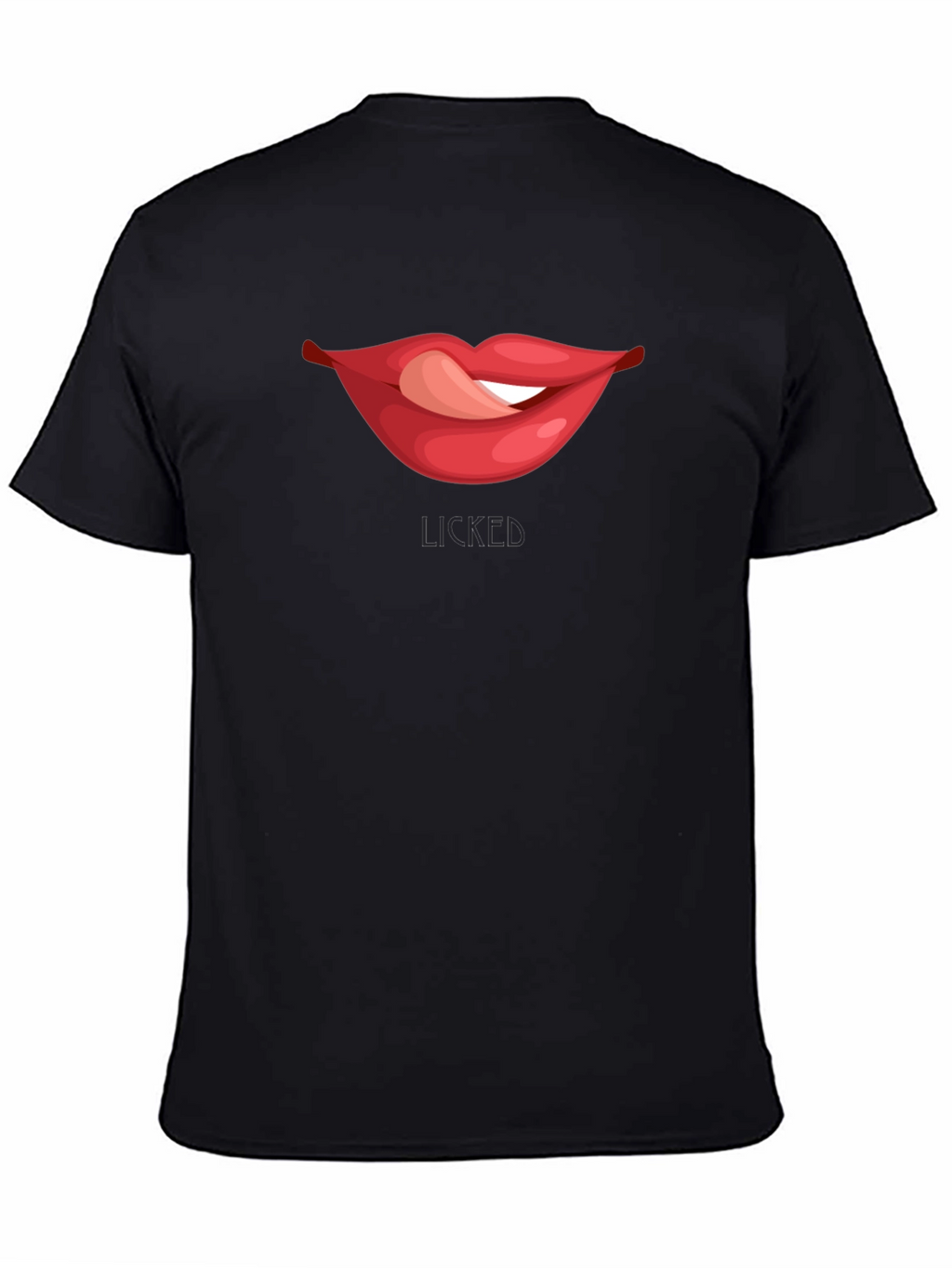 Licked Lips Graphic Tee - Black Cotton Blend T-Shirt