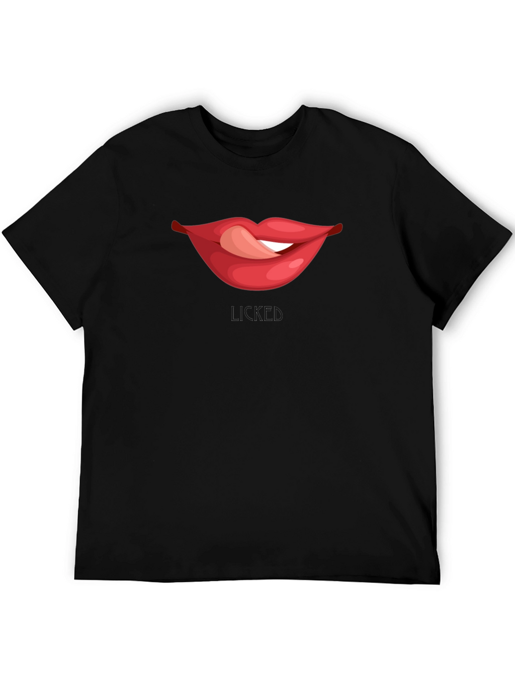 Licked Lips Graphic Tee - Black Cotton Blend T-Shirt