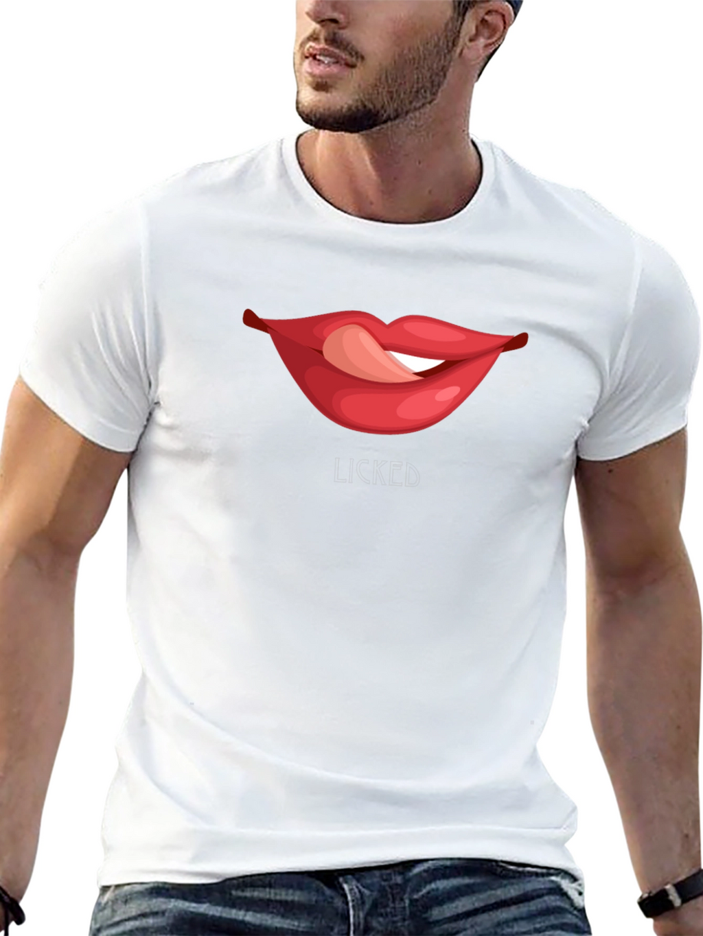 Licked Lips Graphic Tee - Black Cotton Blend T-Shirt