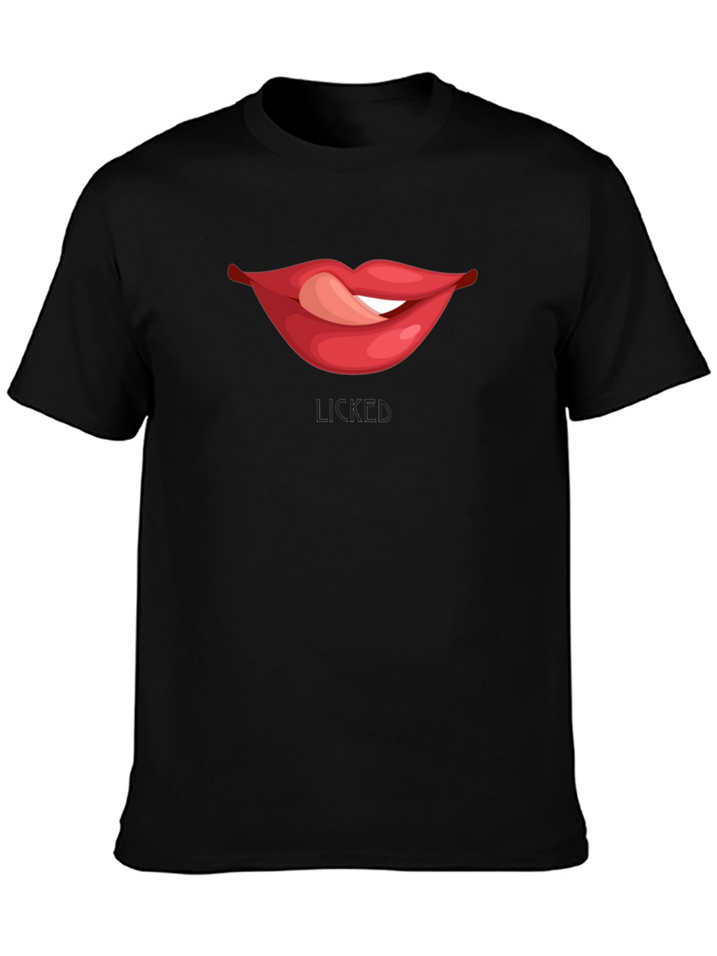 Licked Lips Graphic Tee - Black Cotton Blend T-Shirt
