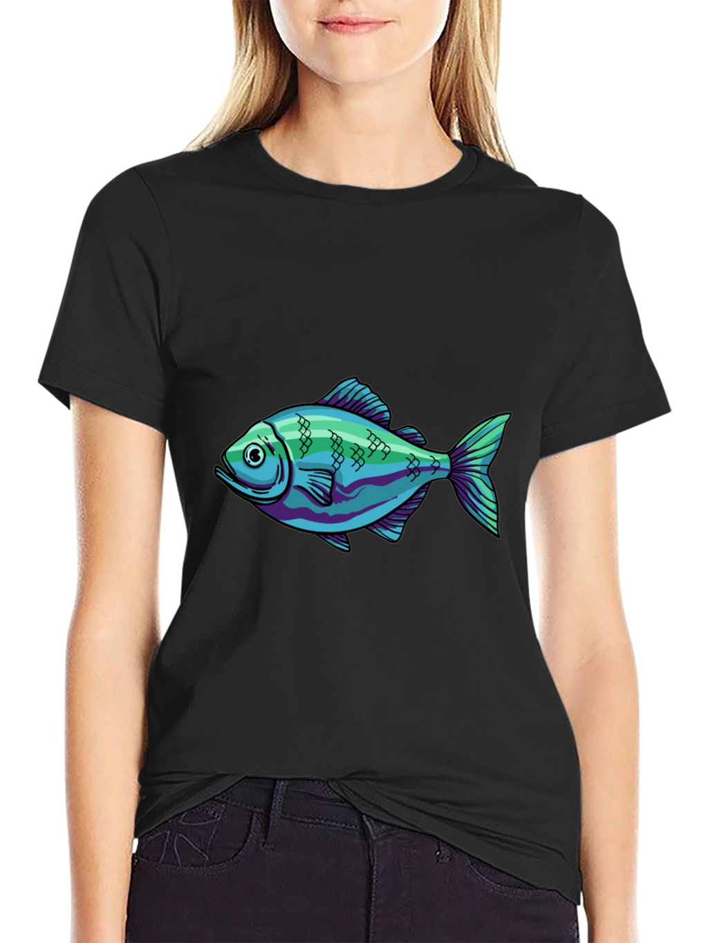 Cool Fish Graphic Black T-Shirt